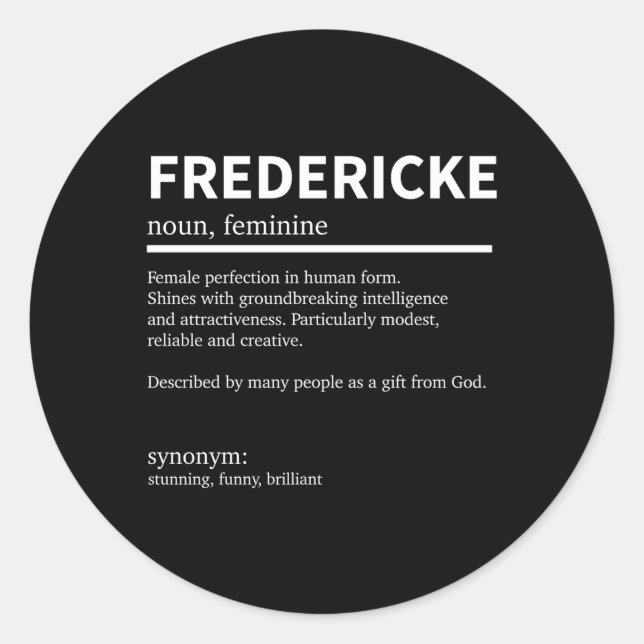 Adesivo Definição Fredericke Nome Fredericke First (Frente)