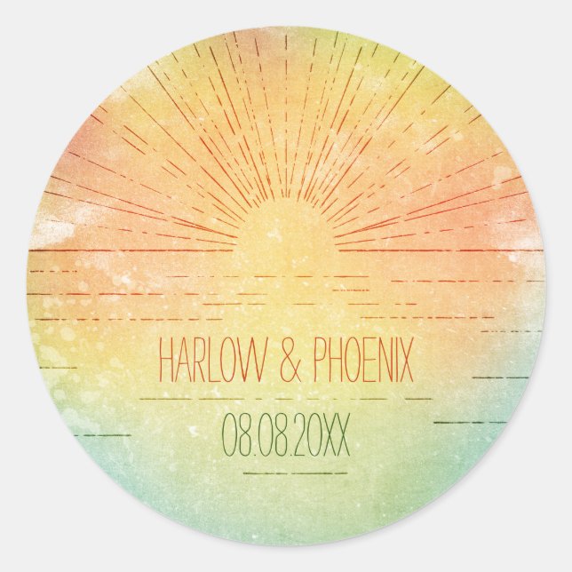 Adesivo Definir Sun | Casamento de praia | Envelope Selo (Frente)