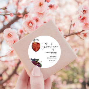 Adesivo Degustação de vinho despedida de solteira Obrigado