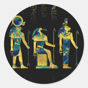 Adesivo Deidades egípcias em hieroglyphics ouro e mármor