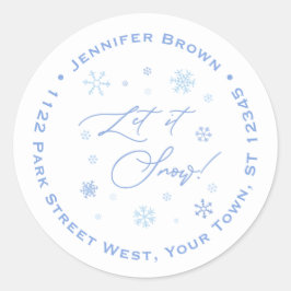 Adesivo Deixar Neve Flocos de Neve Azuis Retornar Endereço