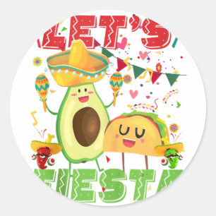 Adesivo Deixe Fiesta Avocado E Tacos Cinco De Mayo Mexica