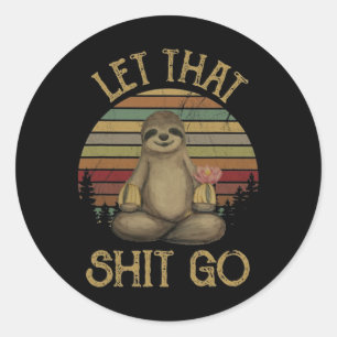 Adesivo Deixe Isso Ir Camiseta Vintage de Yoga de Preguiça