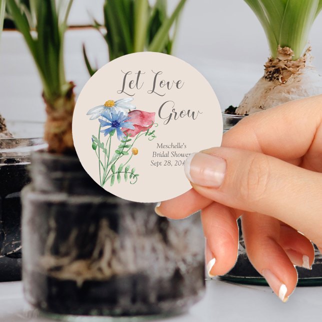 Adesivo Deixe o Amor Crescer Charme de Flores Silvestres p (Let Love Grow bridal shower sticker from my Wildflower Charm collection)