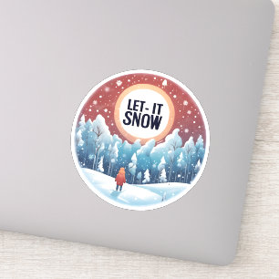 Adesivo Deixe-o nevar com uma bela paisagem vítrea