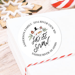 Adesivo Deixe-o nevar Snowman Winter Address Label Stick
