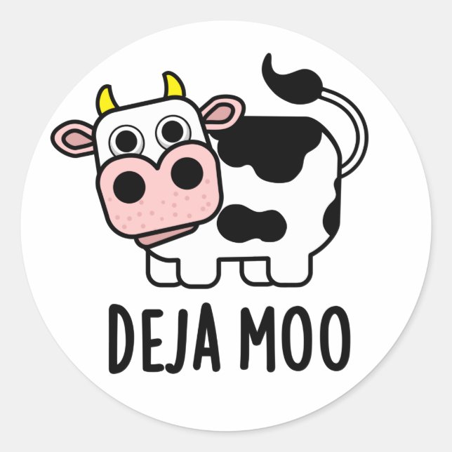 Adesivo Deja Moo Funny Cow Pun (Frente)