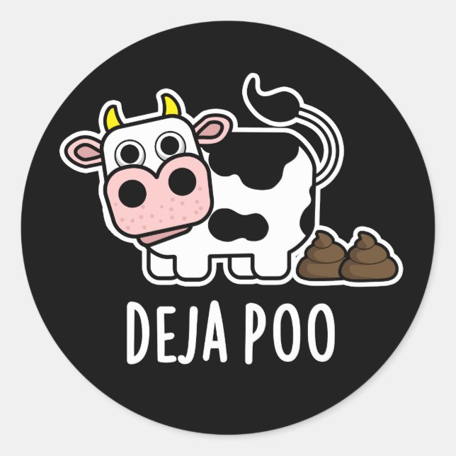 Adesivo Deja Poo Funny Cow Poop Pun Dark BG (Frente)