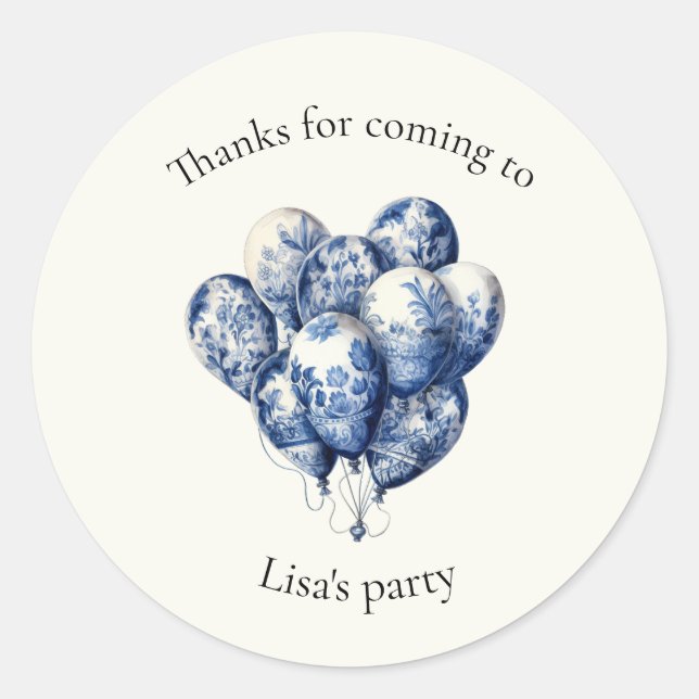 Adesivo Delft Blue Balloons personalizáveis (Frente)