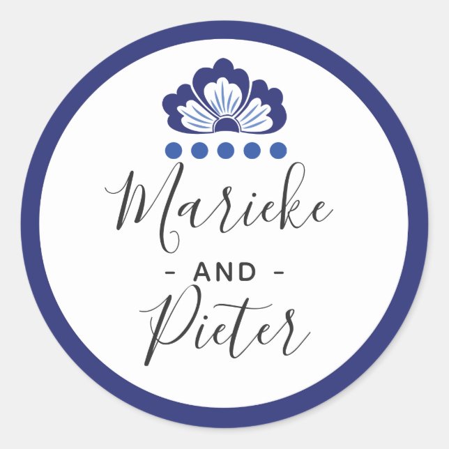 Adesivo Delfts Blauw Delft Blue Dutch Wedding Personalizad (Frente)