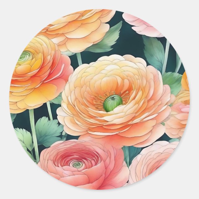 Adesivo Delicar Flores Ranunculus Aquarela (Frente)