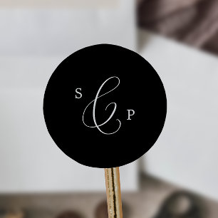 Adesivo Delicar Selo de Envelope de Casamento Preto-Negro