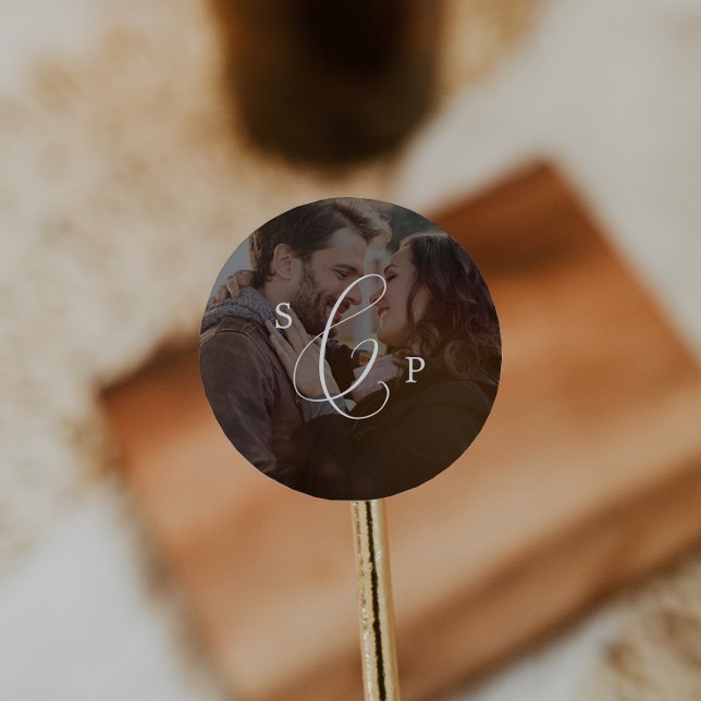 Adesivo Delicar Selo de Envelope de Foto Escuro Monograma (Criador carregado)