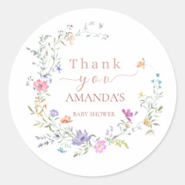 Adesivo Delicate Floral  Baby Shower Thank You  Sticker
