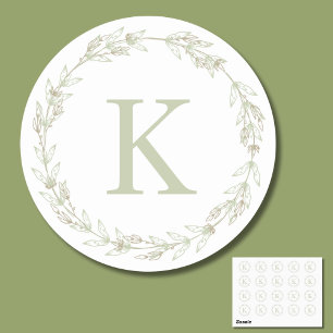 Adesivo Delicate Sage Green Wreath Monograma