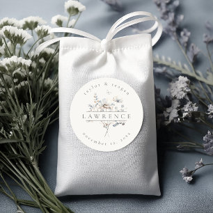 Adesivo Delicate Wildflower Watercolor Nome de Casamento I