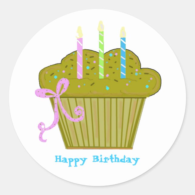 Adesivo Delicioso Cupcake de Aniversário (Frente)