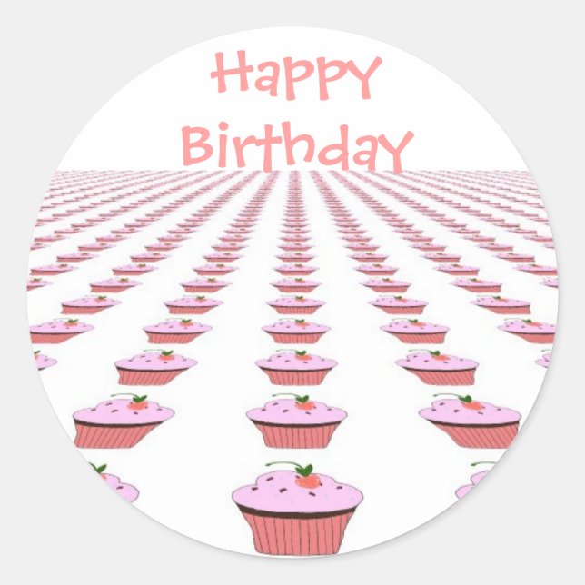 Adesivo Deliciosos Cupcakes de Aniversário (Frente)