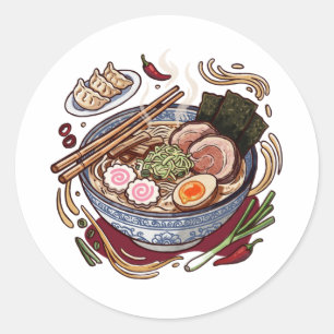 Adesivo Deliciosos Ramen Japoneses e Bolinhos Gyoza.