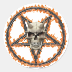 Adesivo Demon Skull & Burning Pentagram