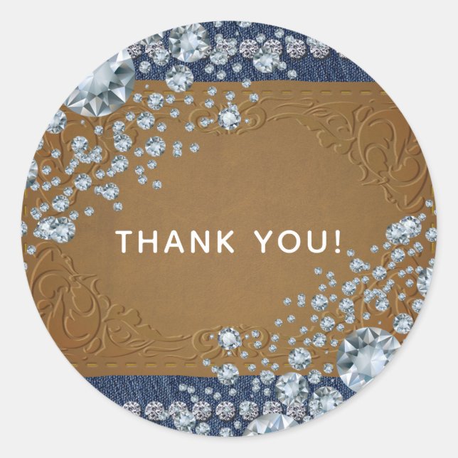 Adesivo Denim & Diamantes Bling Leather Jeans Trendy Favor (Frente)