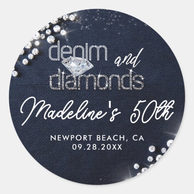 Adesivo Denim Diamonds Bling Classy Elegant Party Custom (Frente)