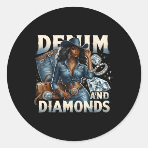 Adesivo Denim E Diamantes Africanos Melanina Swag Cowgirl