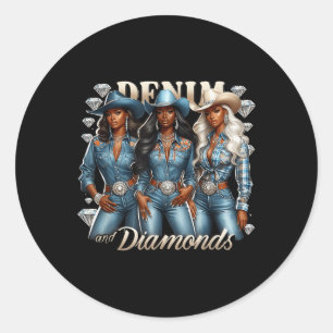 Adesivo Denim E Diamantes Africanos Melanina Swag Cowgirl 