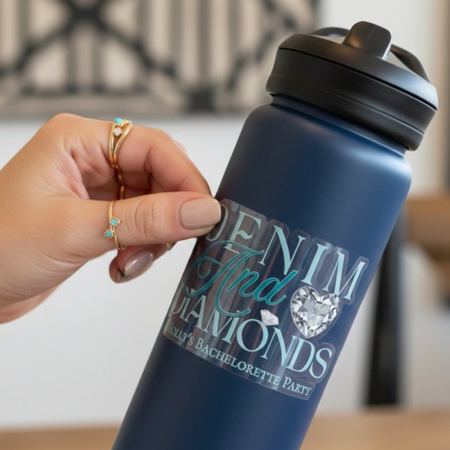 Adesivo Denim e Diamantes - Design de solteira Ocidental (Denim and Diamonds Western Bachelorette Sticker)