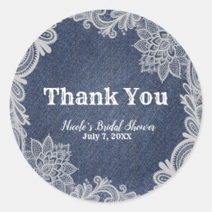 Adesivo Denim e Renda Floral Branca Favor de Casamento Ele