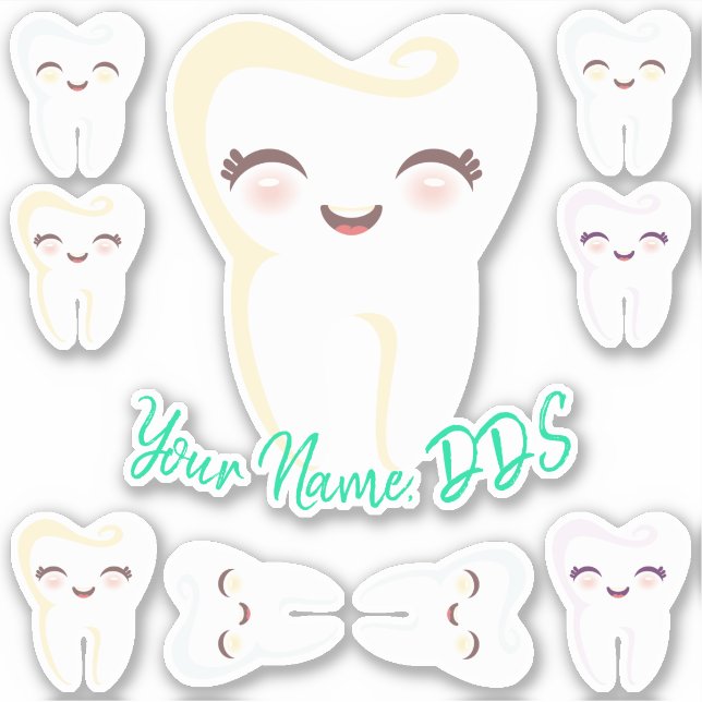 Adesivo Dentes De Cartoon Dentista De Dentista Cutis (Frente)