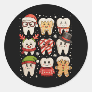 Adesivo Dentes de Natal Dentista Dentista Santa Hat Xmas