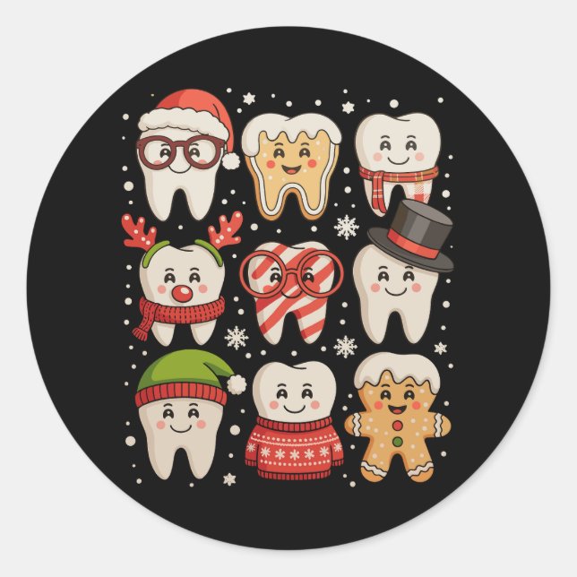 Adesivo Dentes de Natal Dentista Dentista Santa Hat Xmas (Frente)