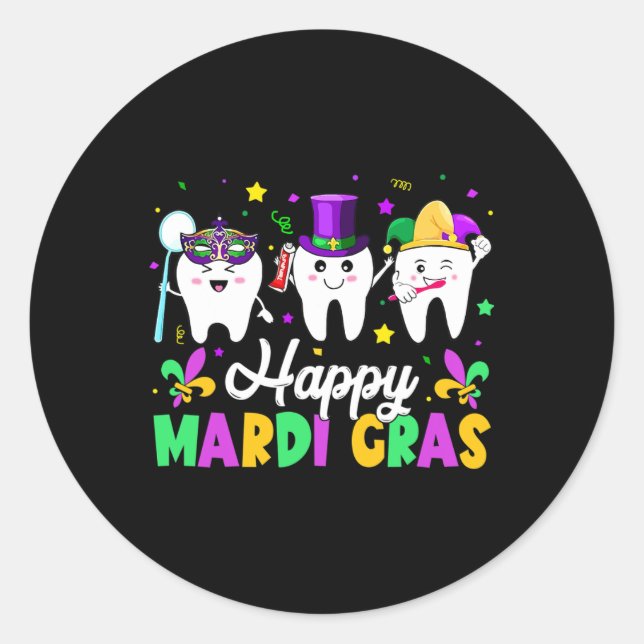 Adesivo Dentes Engraçados Feliz Mardi Gras Dentista Dental (Frente)