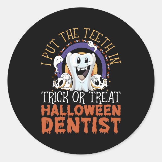 Adesivo Dentista Halloween Trick Ou Tratar Dentista Dental (Frente)