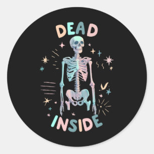 Adesivo Dentro Engraçado Esqueleto Casual de Halloween Gra