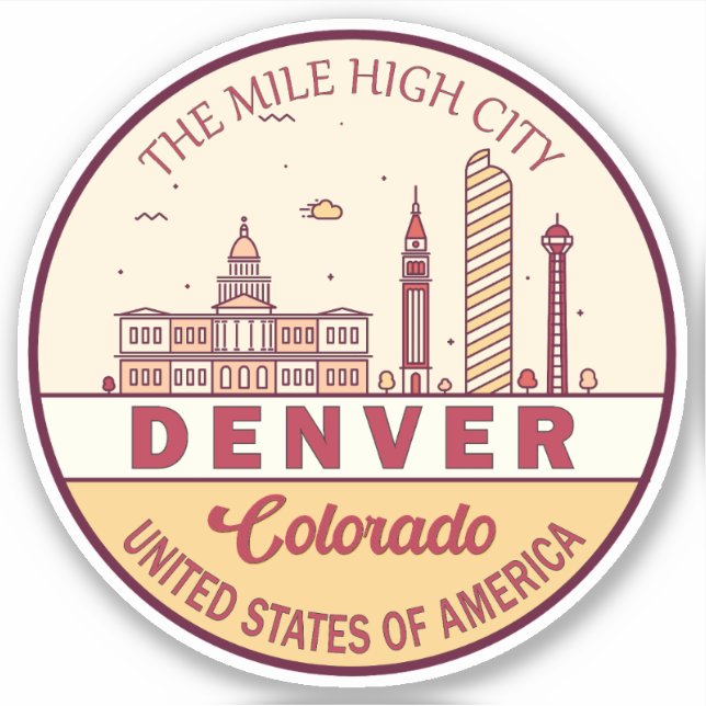Adesivo Denver Colorado City Skyline Emblem (Frente)
