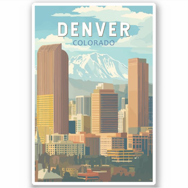 Adesivo Denver Colorado Viagem Art Vintage (Frente)
