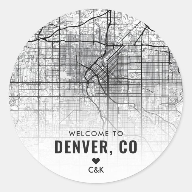 Adesivo Denver, Mapa da Cidade do Colorado | Boas-vindas (Frente)