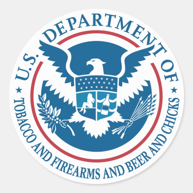 Adesivo Departamento Americano do Cigarro e Armas de Fogo  (Frente)