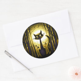 Adesivo Derpy Little Halloween Cat em um Pumpkin Patch