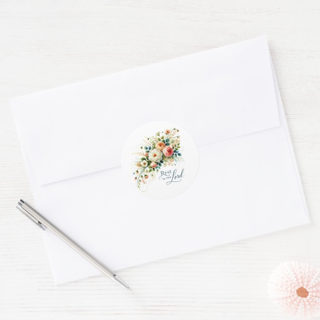 Adesivo Descanse no Senhor floral (Envelope)