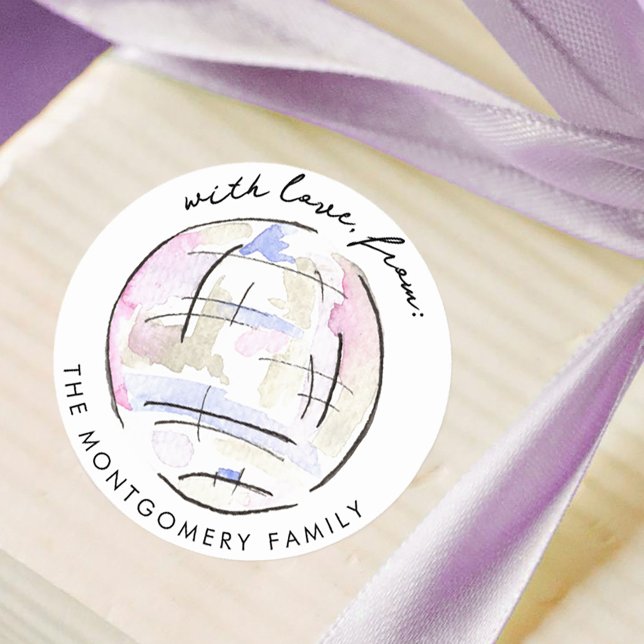 Adesivo Desco Ball Watercolor Personalizado (Disco Ball Watercolor Personalized Classic Round Sticker Gift Tag)