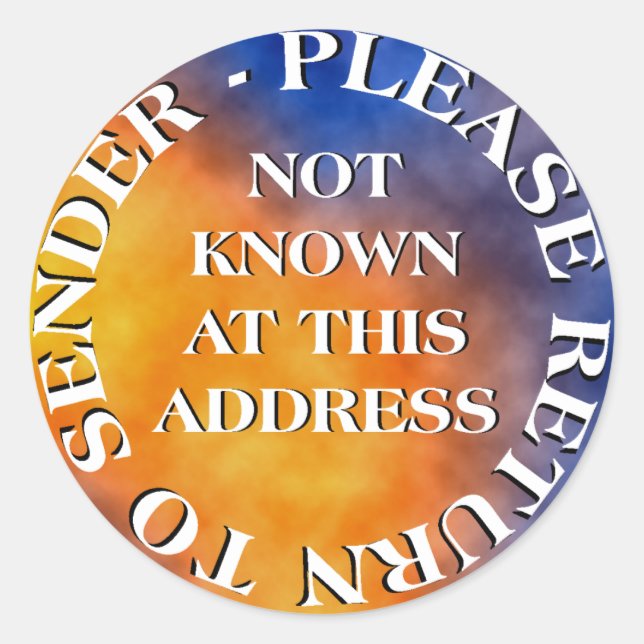 Adesivo Desconhecido neste Endereço (Frente)