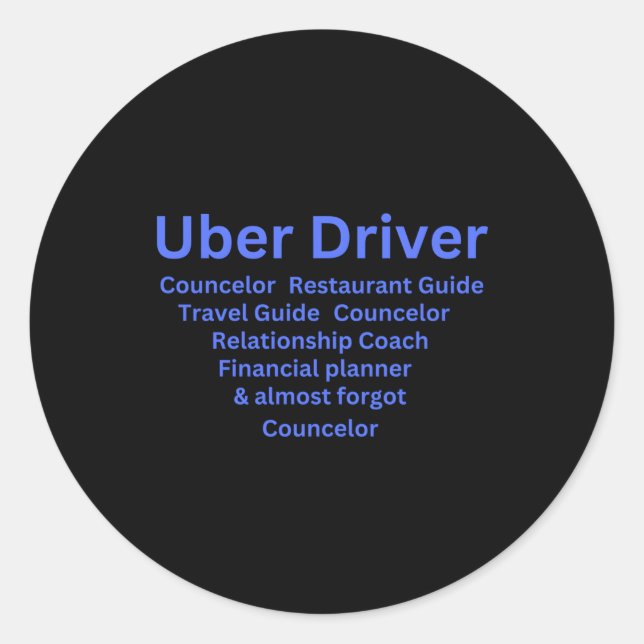 Adesivo Descrição do Trabalho do Driver do Uber (Frente)