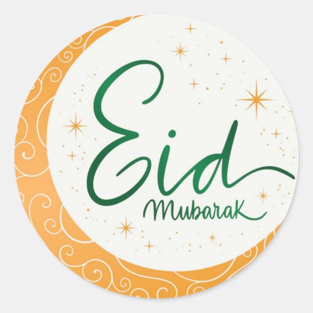 Adesivo Desdecorações Muçulmanas Douradas de Eid Mubarak   (Frente)