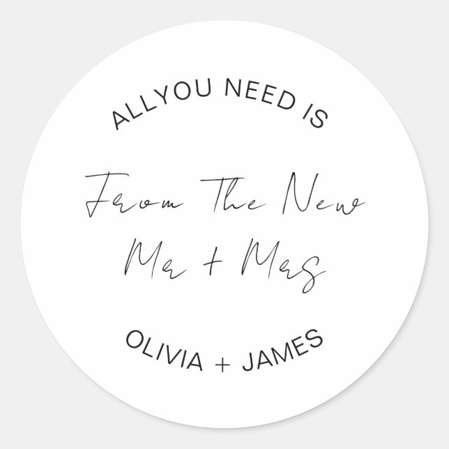 Adesivo Desejando-Lhe Riqueza Do Novo Sr. + Sra. Wedding (Frente)