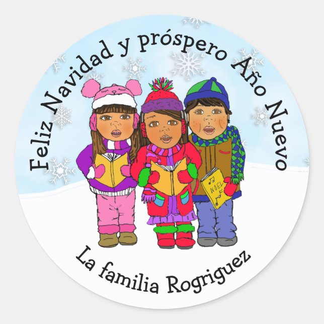 Adesivo Desejando-lhe uma Feliz Natal Carolers Personalize (Frente)