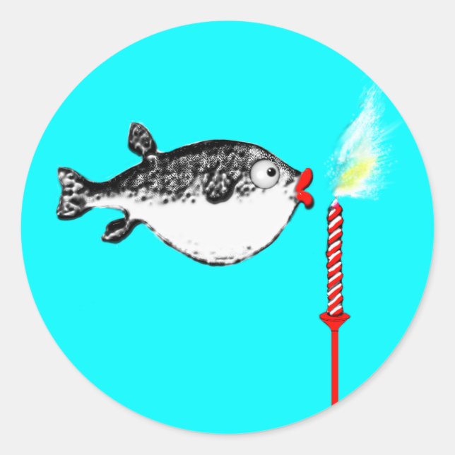 Adesivo Desejo de aniversário engraçado peixe (Frente)
