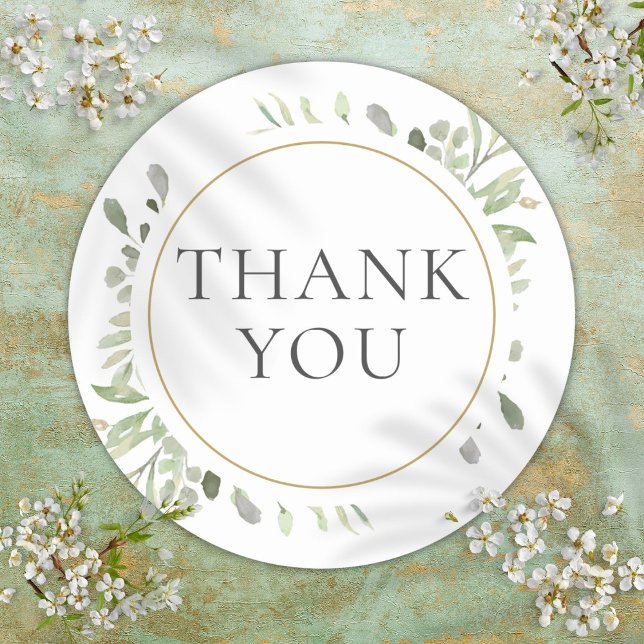 Adesivo Desejo de Chá de panela Verde de Aquarela Elegante (Elegant Watercolour Greenery Bridal Shower Favor Classic Round Sticker)